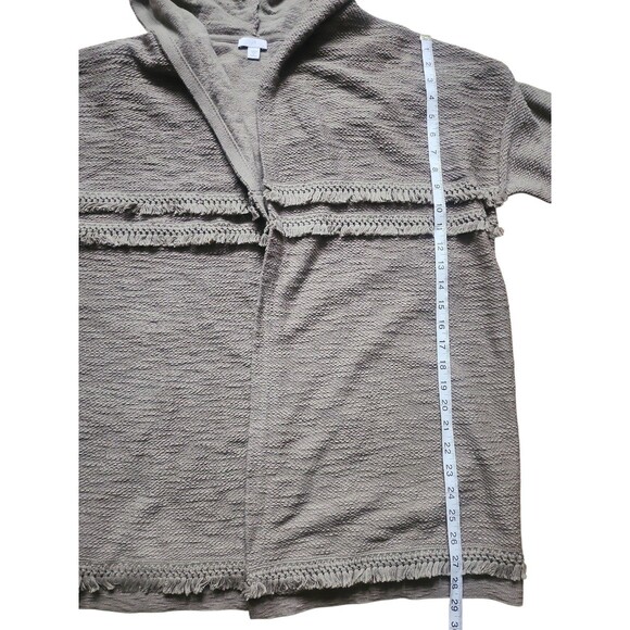 J. Jill Boho Hooded Cardigan Womens 1X Moss Green Fringe Lagenlook Textured - Picture 7 of 8